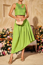 Sleeveless Ruched Skirt Set Flowering Girl