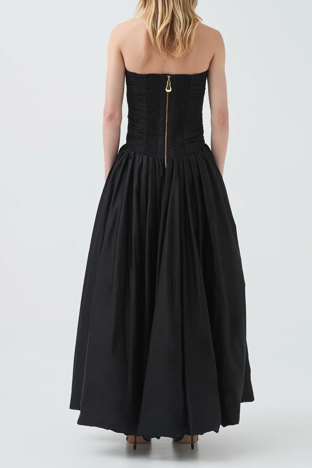 Nancy Bubble Hem Maxi Dress In Black Flowering Girl