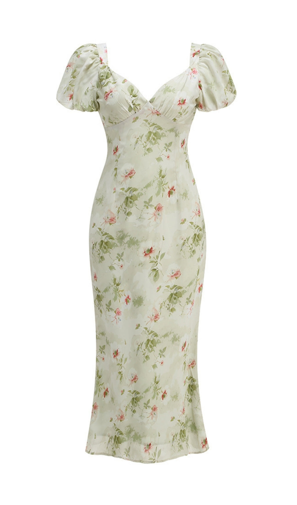Eligio Floral Puff Sleeve Midi Dress Flowering Girl