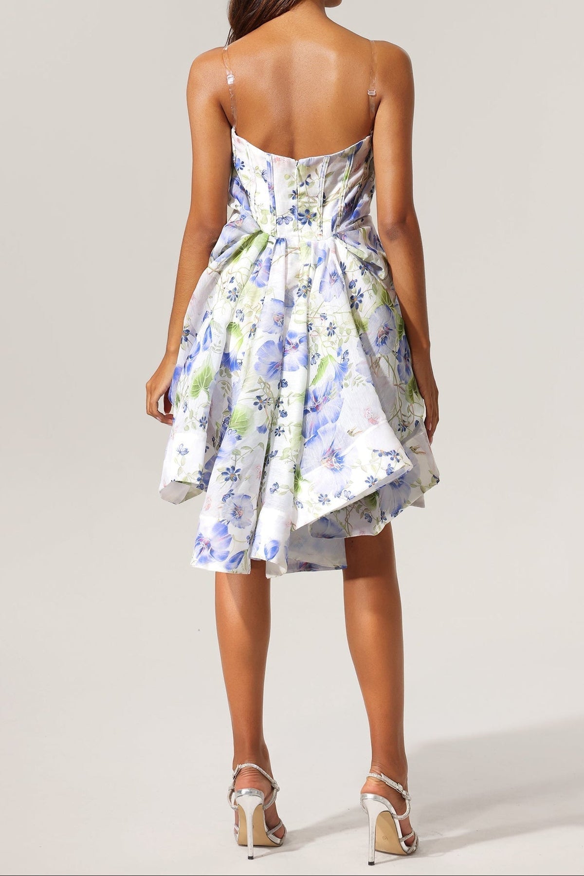 odelia floral print Sleeveless Asymmetrical Mini Dress Flowering Girl