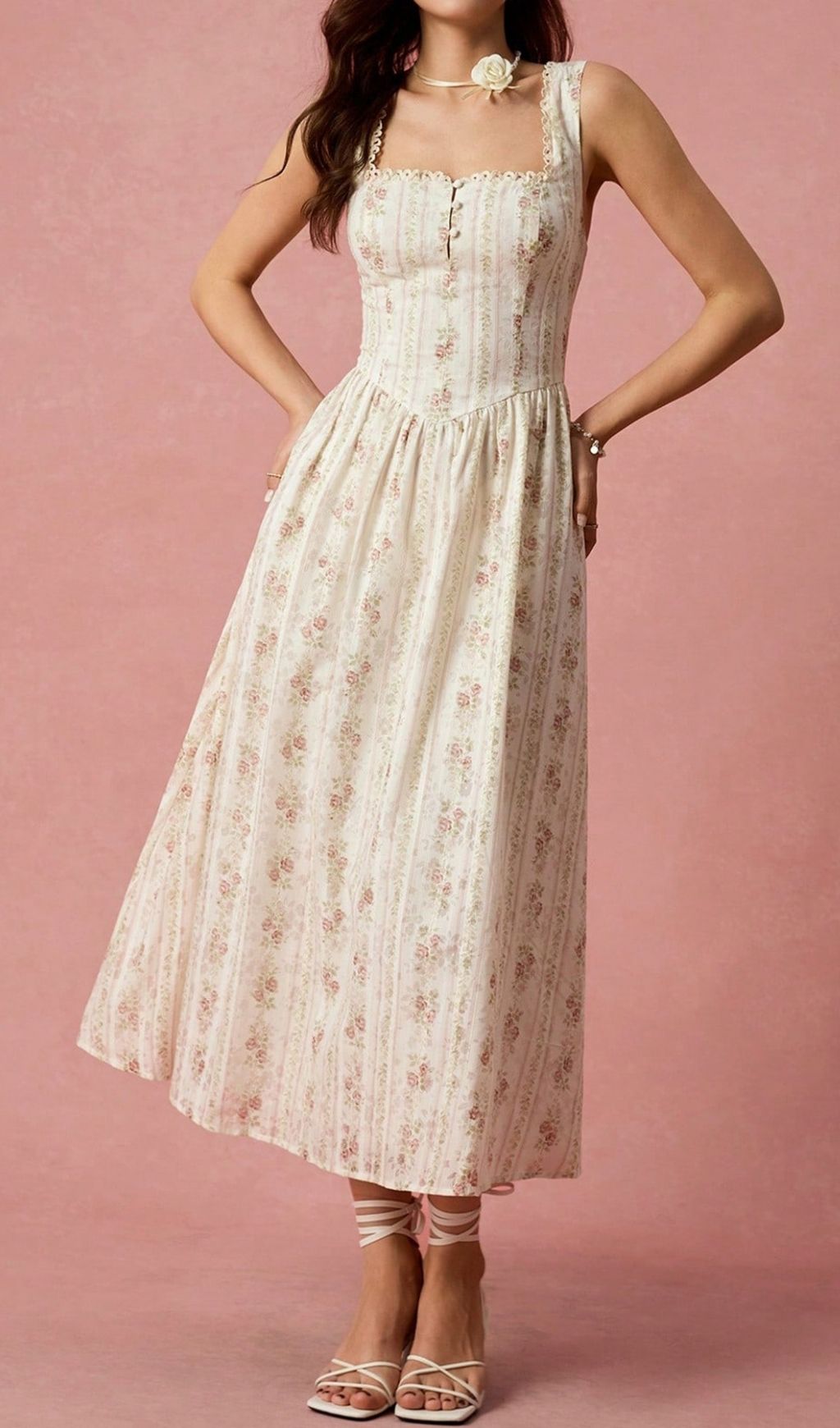 Landri Floral Midi Dress Flowering Girl