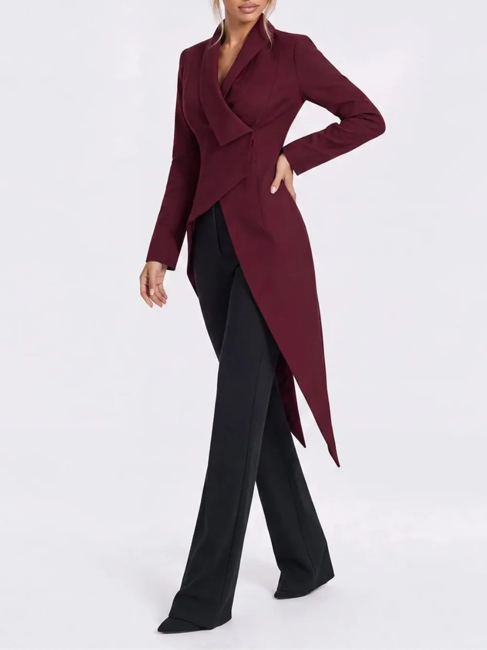 Qalvera Long Sleeve Asymmetric Blazer Flowering Girl