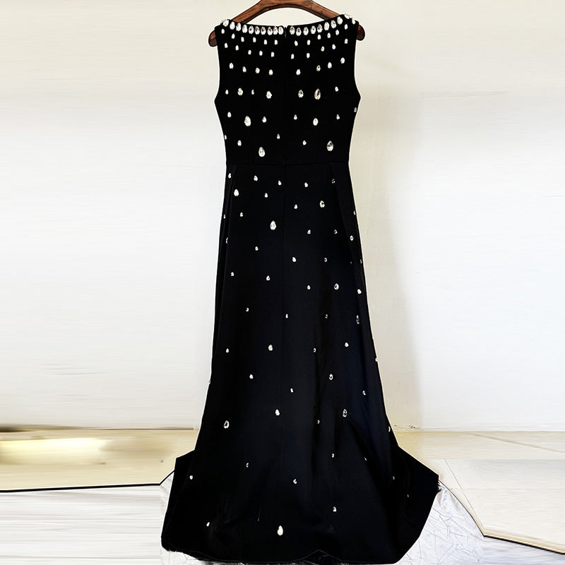 Yellow Beaded Diamond Sleeveless Vest Dress Flowering Girl