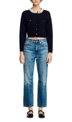 Beaded Collar Cardigan Flowering Girl