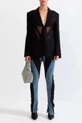 Patchwork Blazer In Black Flowering Girl