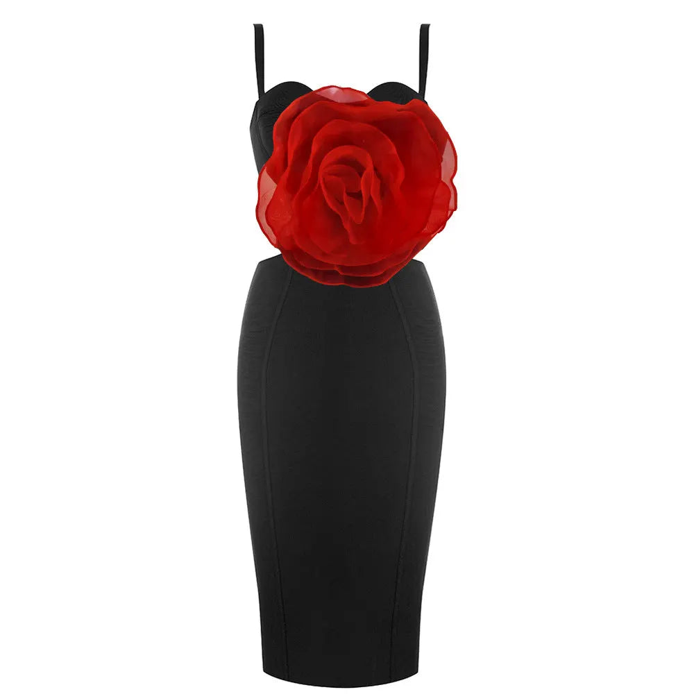 Jacey Mesh Flower Bandage Midi Dress Flowering Girl