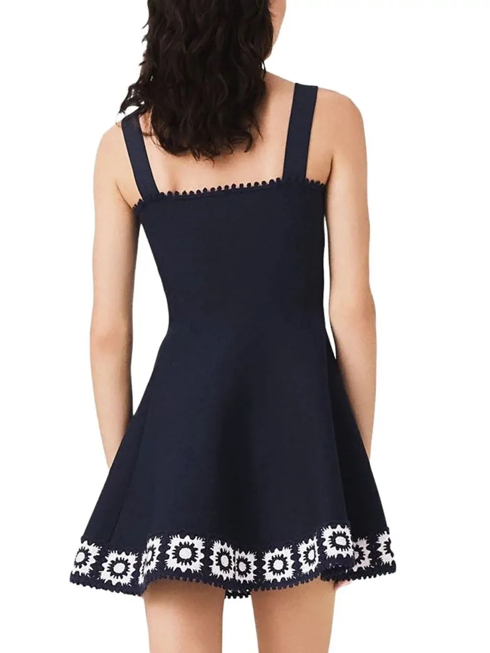 Crochet Panel Skater Mini Dress Flowering Girl