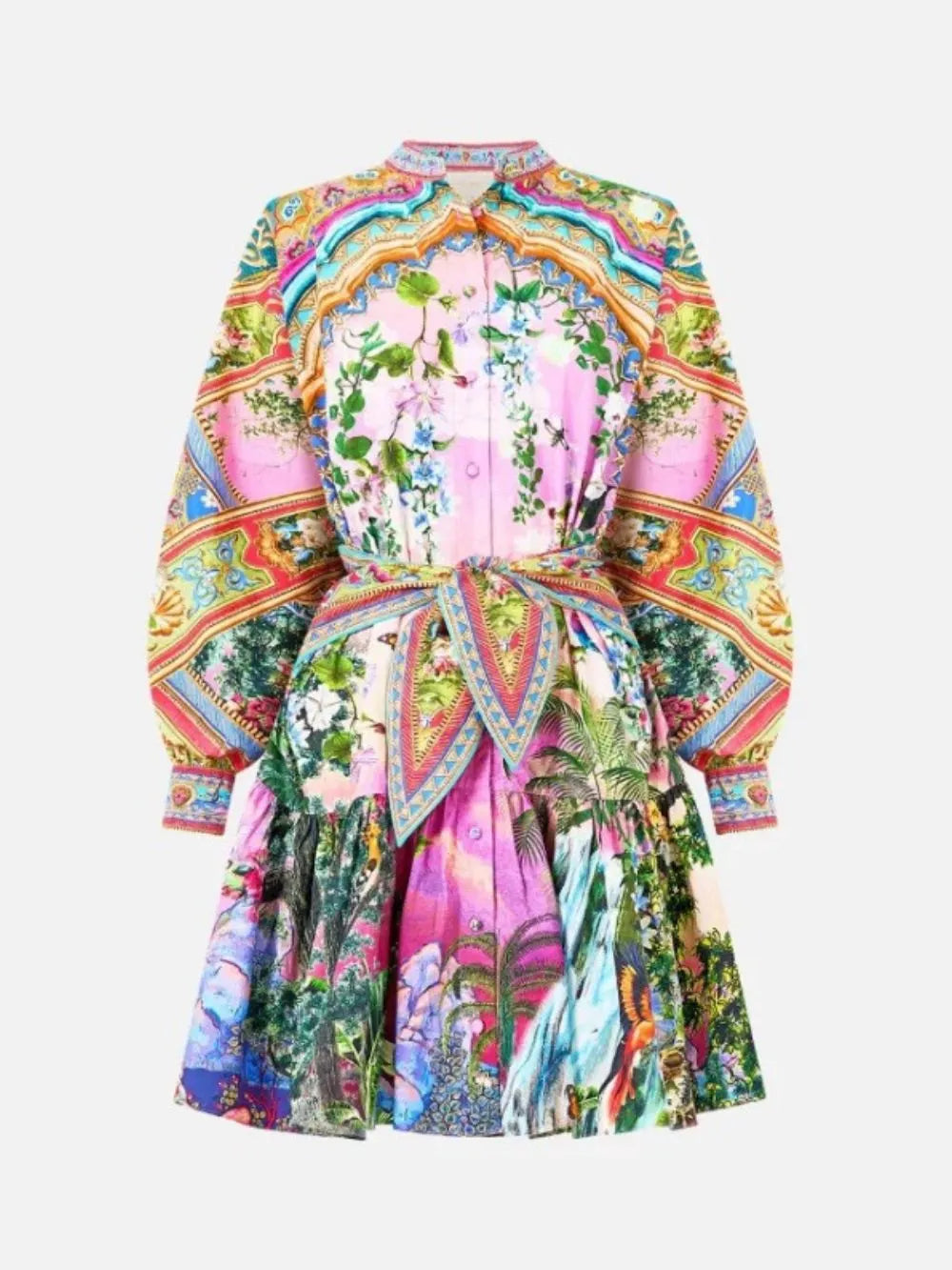 Meenakshi Printed Long Sleeve Mini Dress Flowering Girl