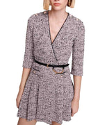 METALLIC TWEED CROSSOVER DRESS Flowering Girl
