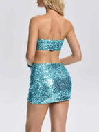 Dervian Strapless Sequin Skirt Set Flowering Girl