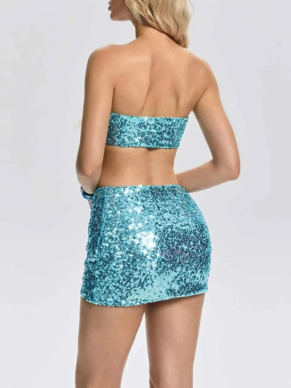 Dervian Strapless Sequin Skirt Set Flowering Girl