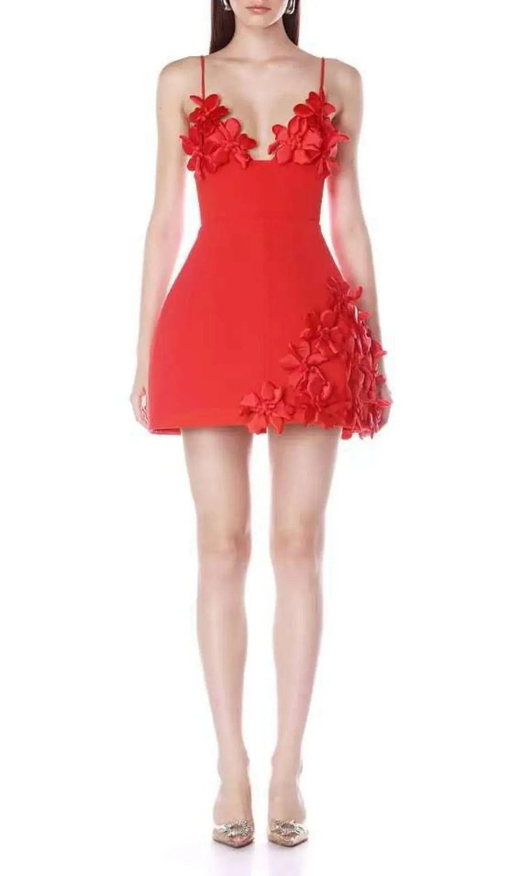 Keyla Red Strappy Flower Bandage Mini Dress Flowering Girl
