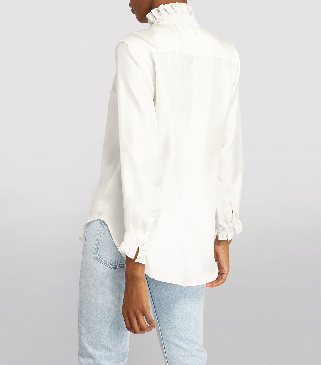 RUFFLED TRIM SILK SHIRT Flowering Girl