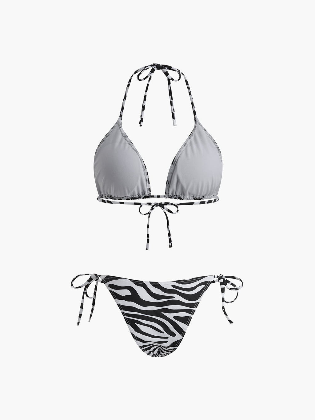 Zebra Striped Triangle Bikini Set Flowering Girl