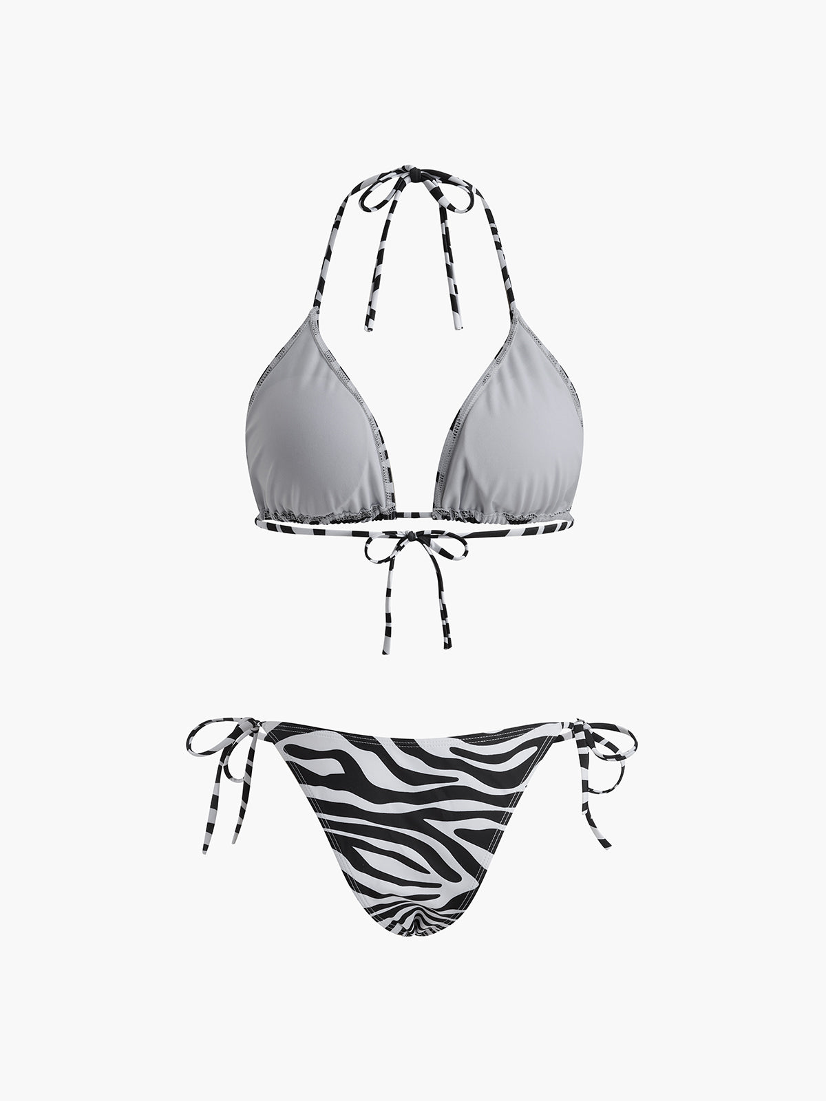 Zebra Striped Triangle Bikini Set Flowering Girl