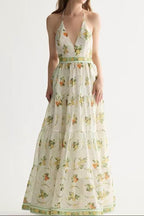 Valencia Jacinta Floral Print Maxi Dress In Yellow Flowering Girl