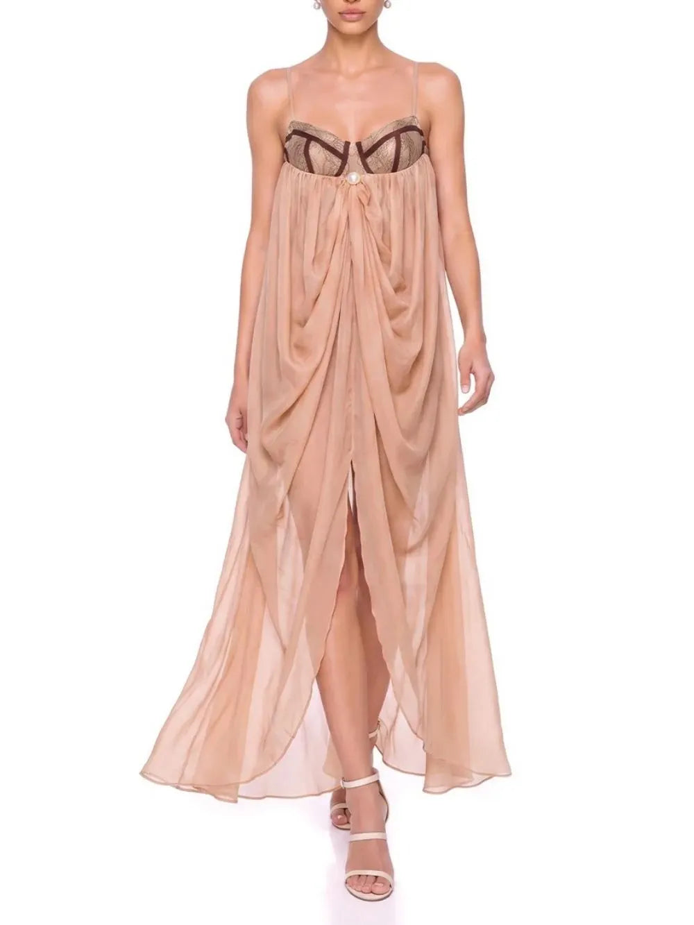 Uxmoren Spaghetti Draped Maxi Dress Flowering Girl