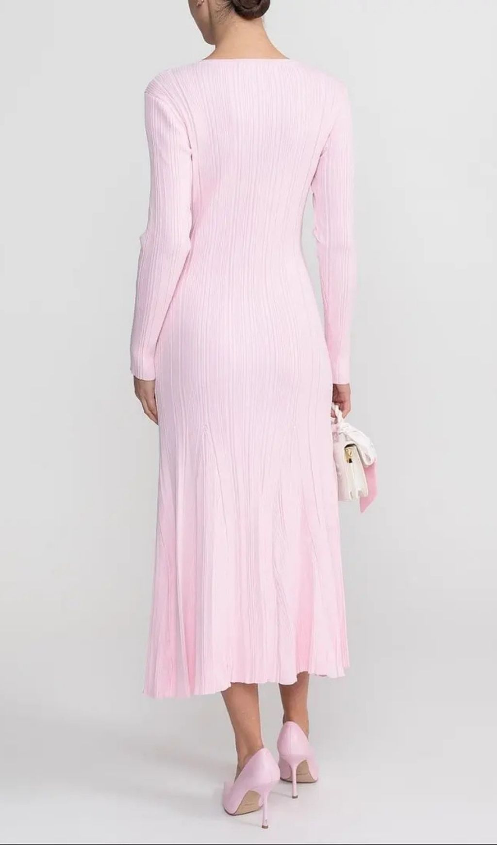 Apphia Pink Contrast Lace Knit Midi Dress Flowering Girl