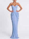 Wensor Strapless Ruched Maxi Dress Flowering Girl