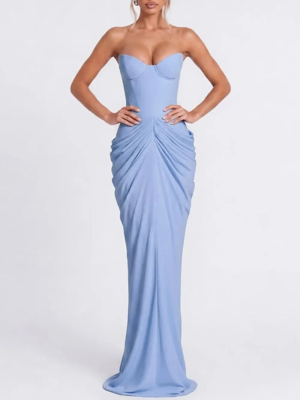 Wensor Strapless Ruched Maxi Dress Flowering Girl