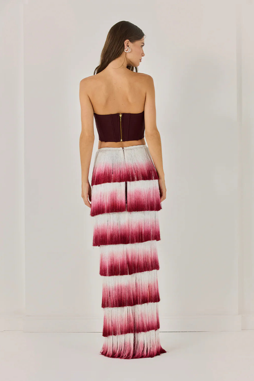 Despo Gradient Fringe Corset Two Piece Bandage Set Flowering Girl