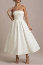 White Bandeau Midi Dress Flowering Girl