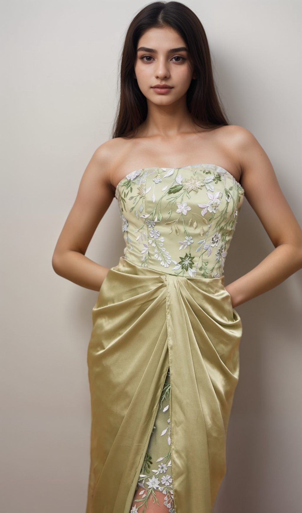 Flavia floral-embroidered panelled maxi dress Flowering Girl