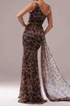 Jocelyn High Slit Feather One-Shoulder Maxi Dress Flowering Girl