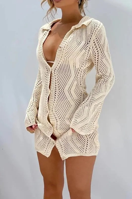 Basis Crochet Button-Up Cover-Up Flowering Girl