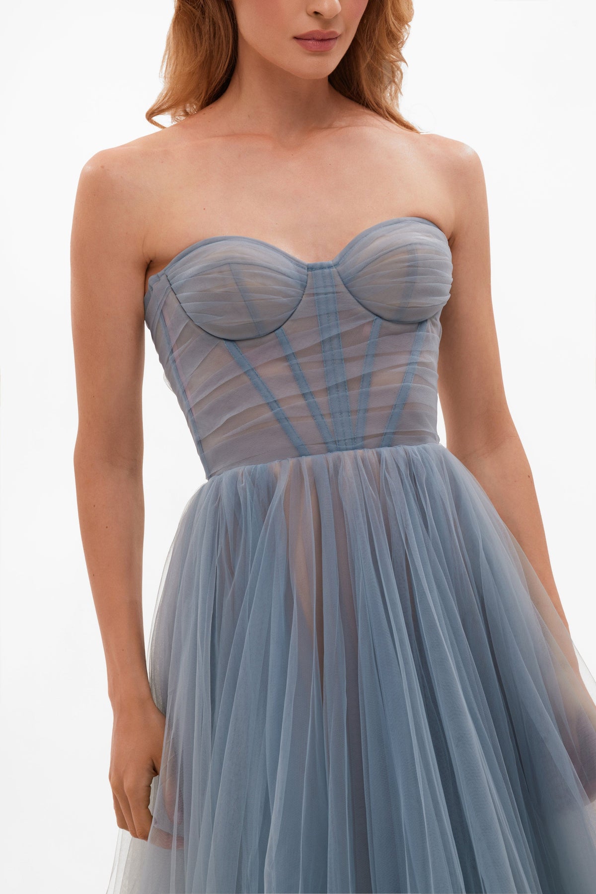 Ocean Wave Sheer Sleeves Maxi Tulle Dress Flowering Girl