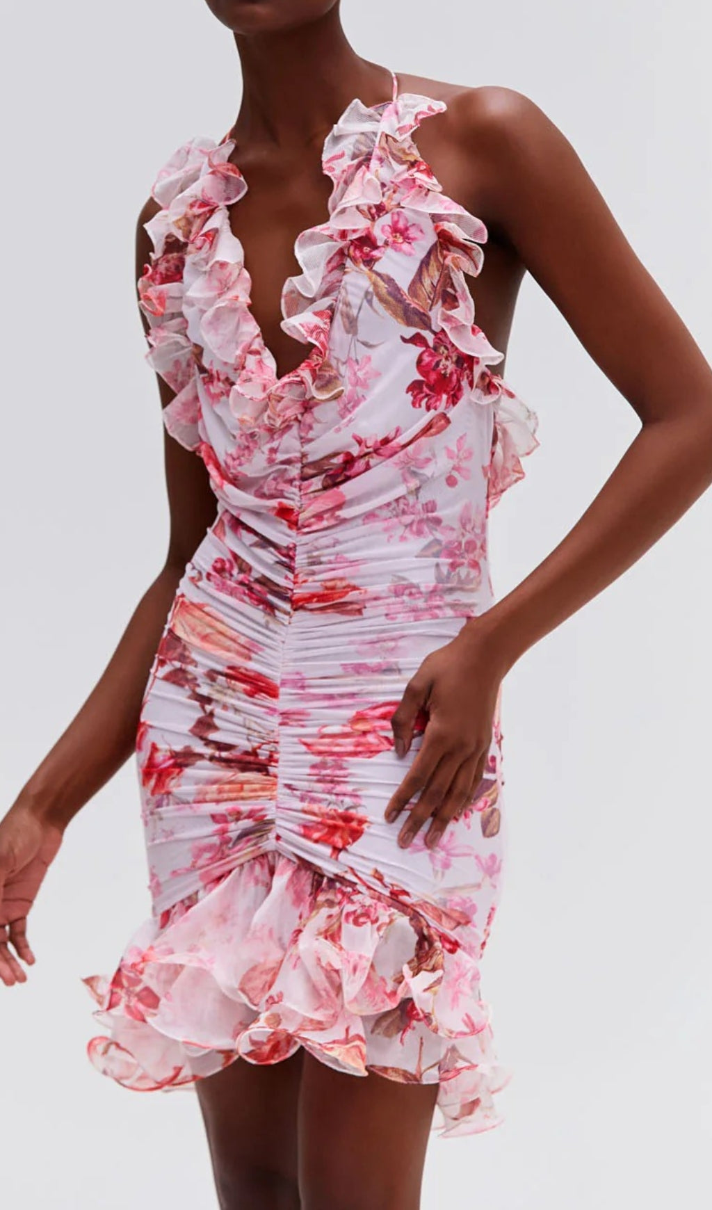 Floral Haze Stretch Tulle Sleeveless Mini Dress Flowering Girl