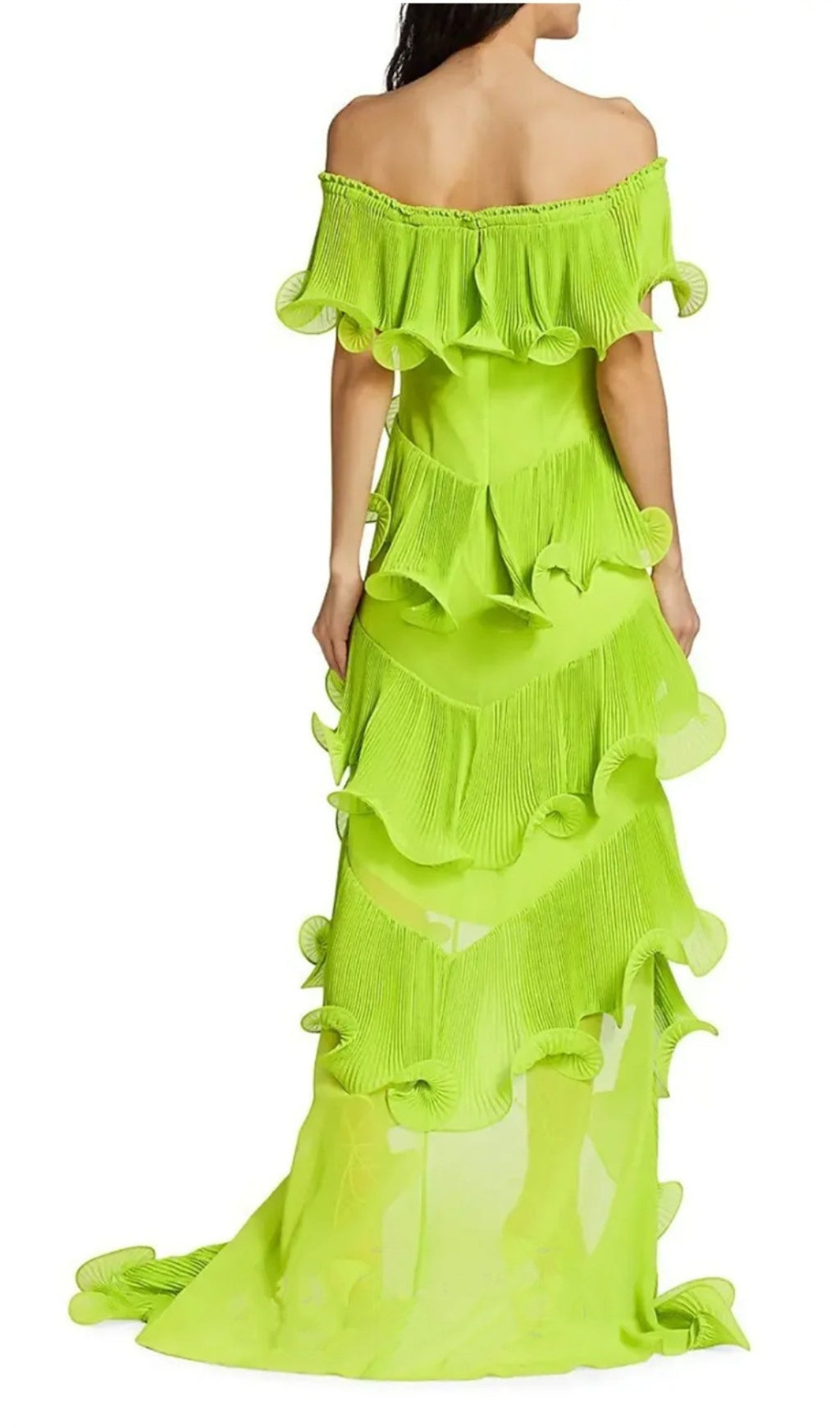 Dyveke Green Off-Shoulder Ruffle Maxi Dress Flowering Girl