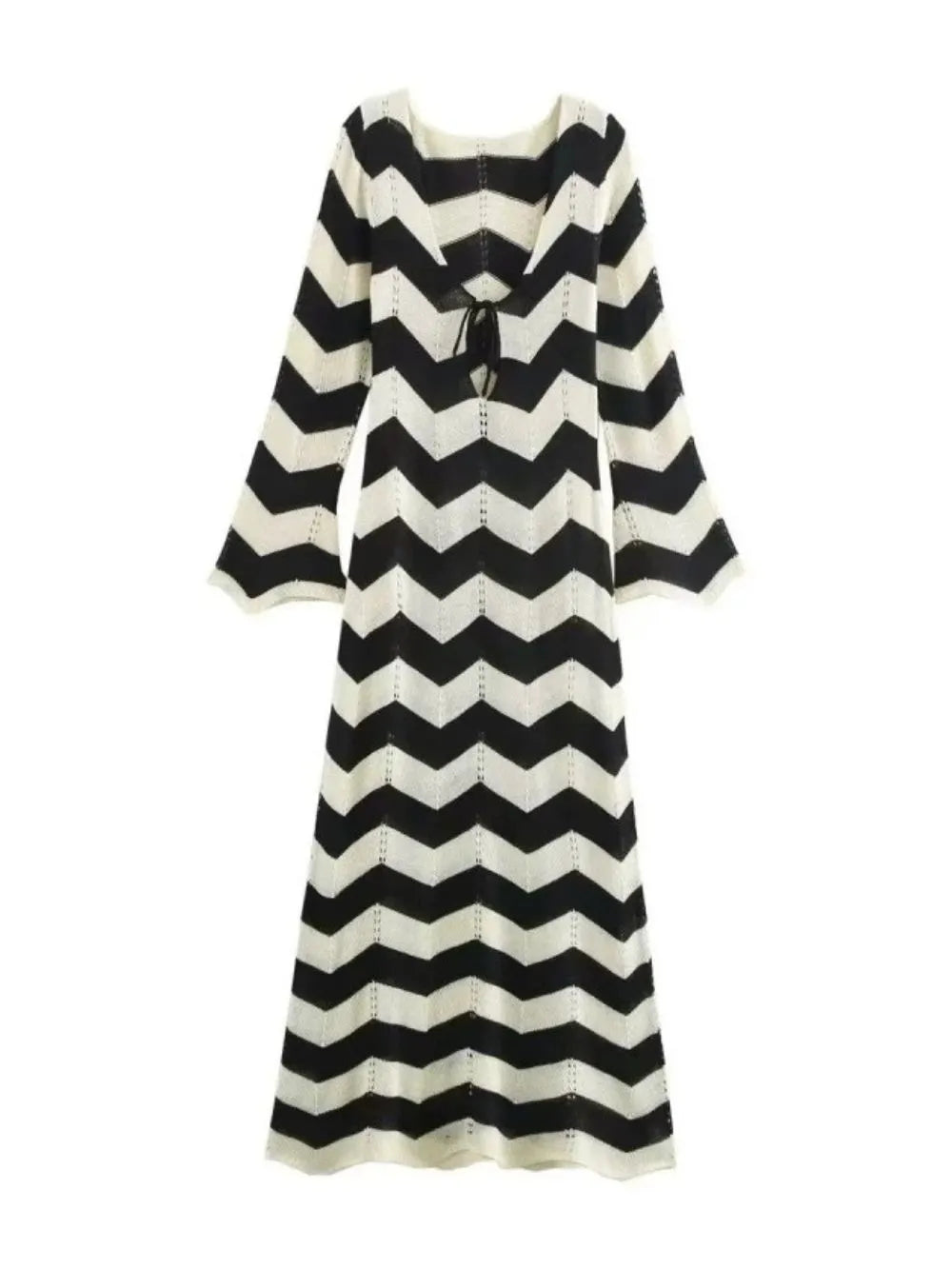 Meher Wave Knitted Long Sleeve Maxi Dress Flowering Girl