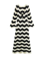 Meher Wave Knitted Long Sleeve Maxi Dress Flowering Girl