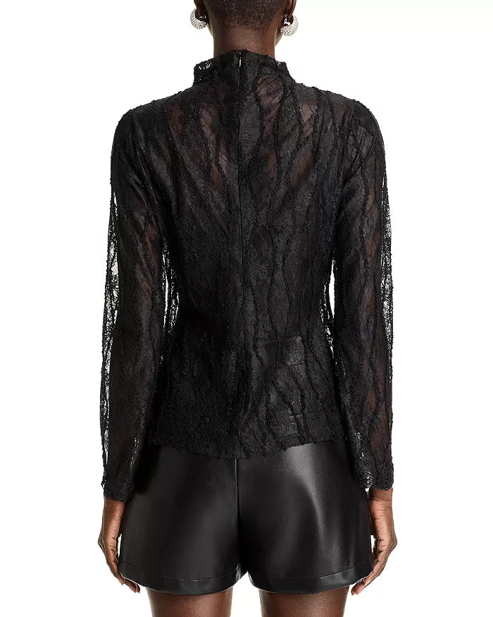 Lace Mock Neck Top Flowering Girl