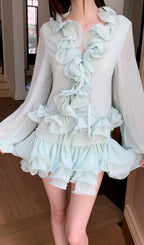 Fayola Green Ruffle Two-Piece Set Flowering Girl
