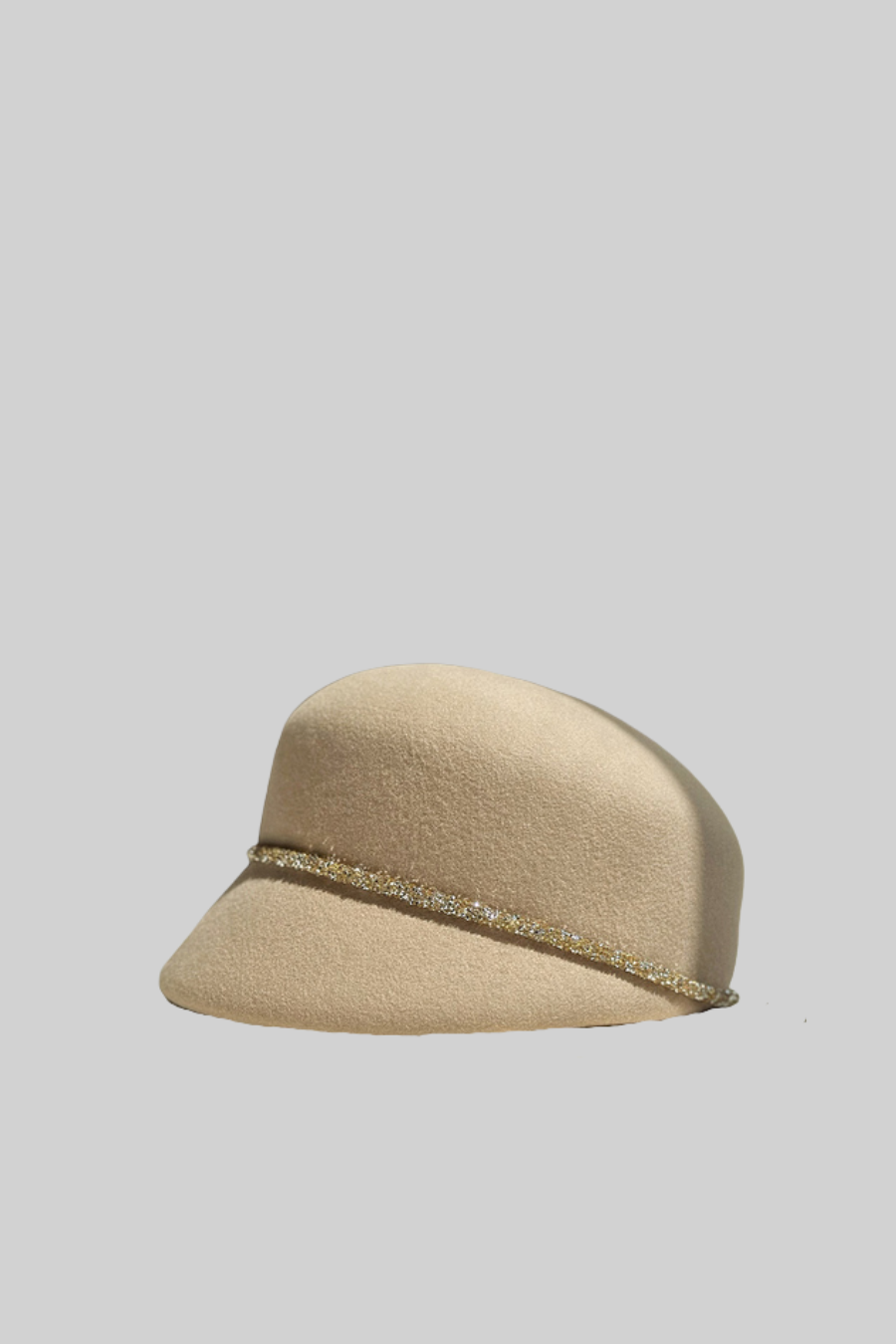 Short Brim Hat With Wrapped Detail - Beige Flowering Girl