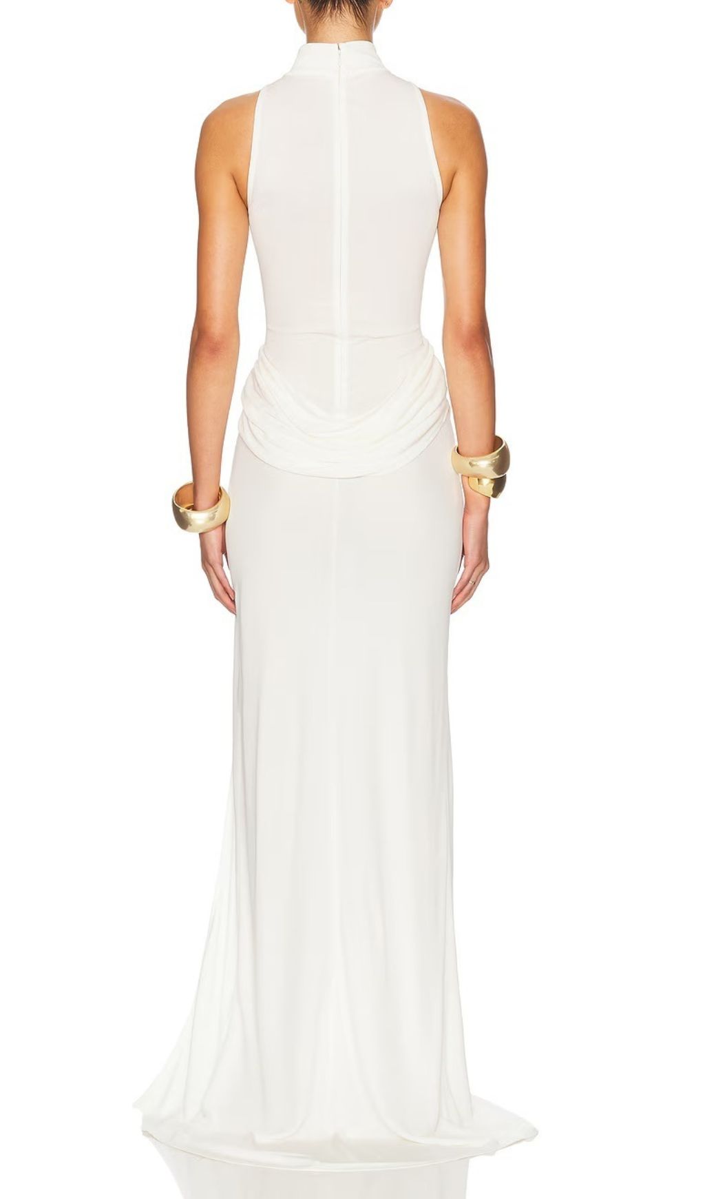 Gryta White Halter Ruched Maxi Dress Flowering Girl