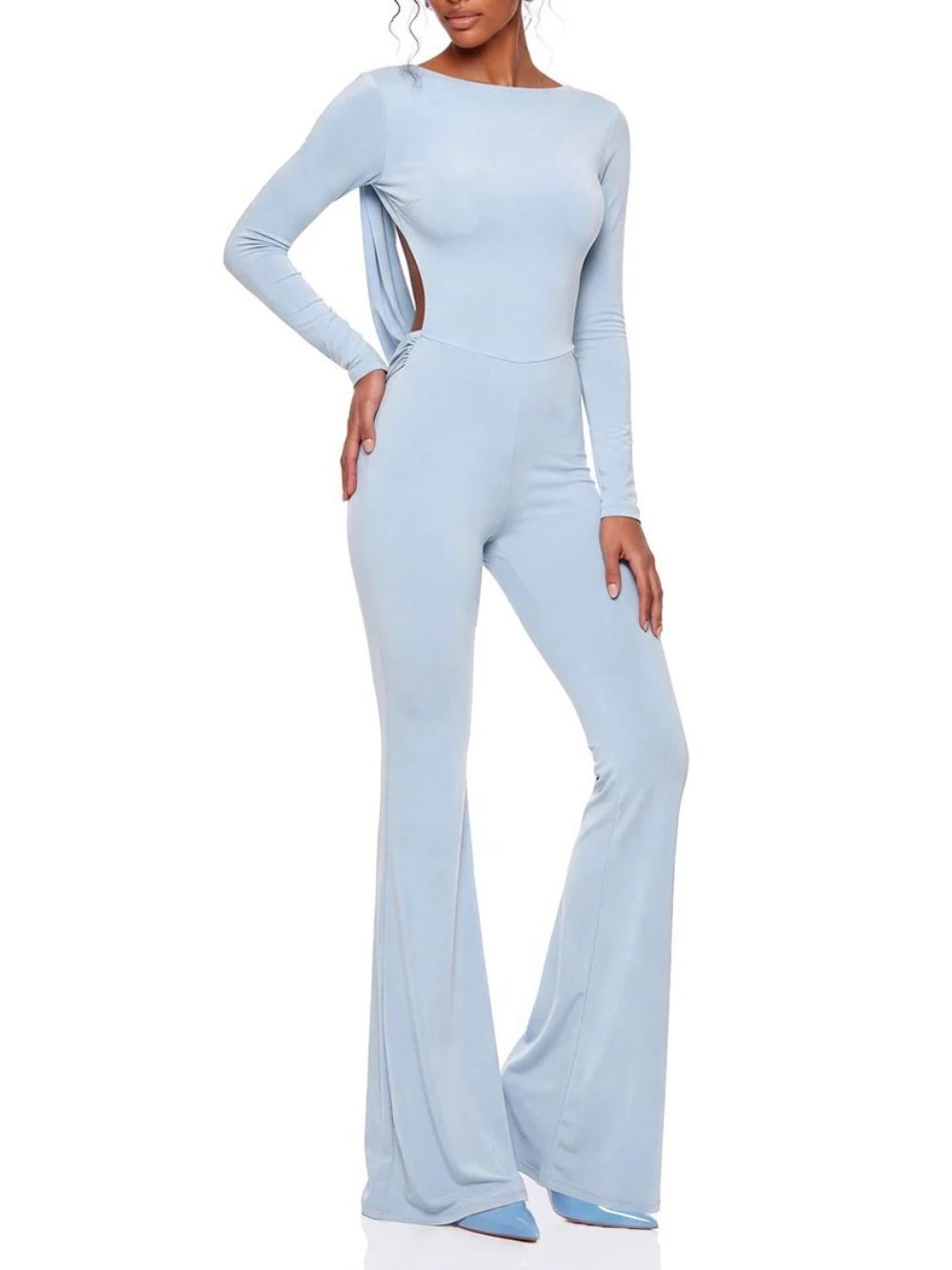 Parnelle Open Back Flared Jumpsuit Flowering Girl
