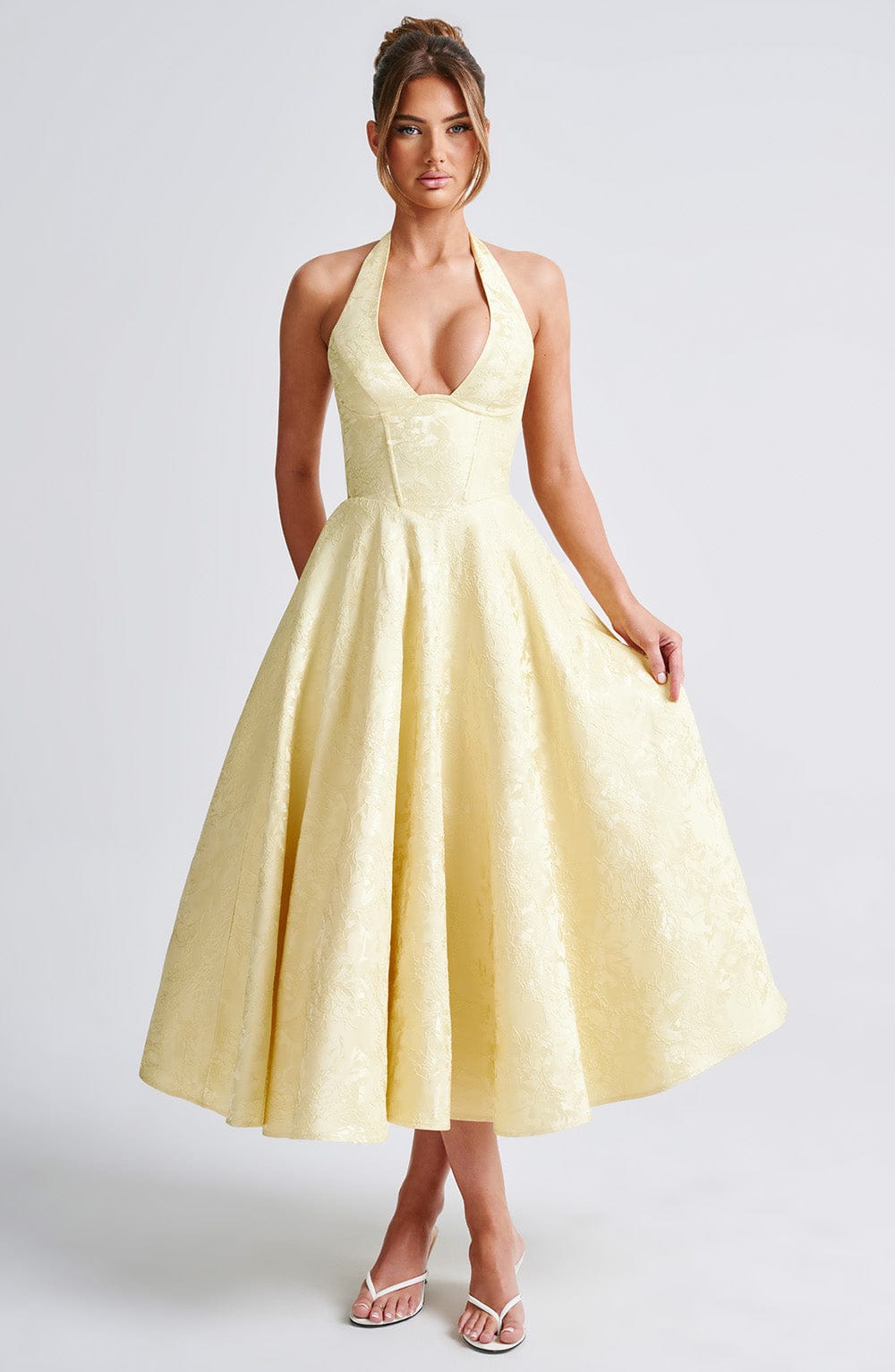 Effie Midi Dress - Lemon Flowering Girl