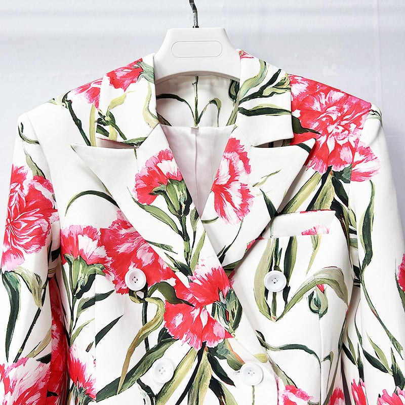 Garrett Flower Printed Blazer & Pants Set Flowering Girl