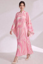 Pink Psychedelic Swirl Kaftan Dress Flowering Girl
