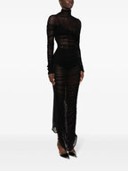 BLACK RUCHED SHEER MAXI DRESS Flowering Girl