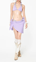 Deren Purple Three-Piece Swimsuit Flowering Girl