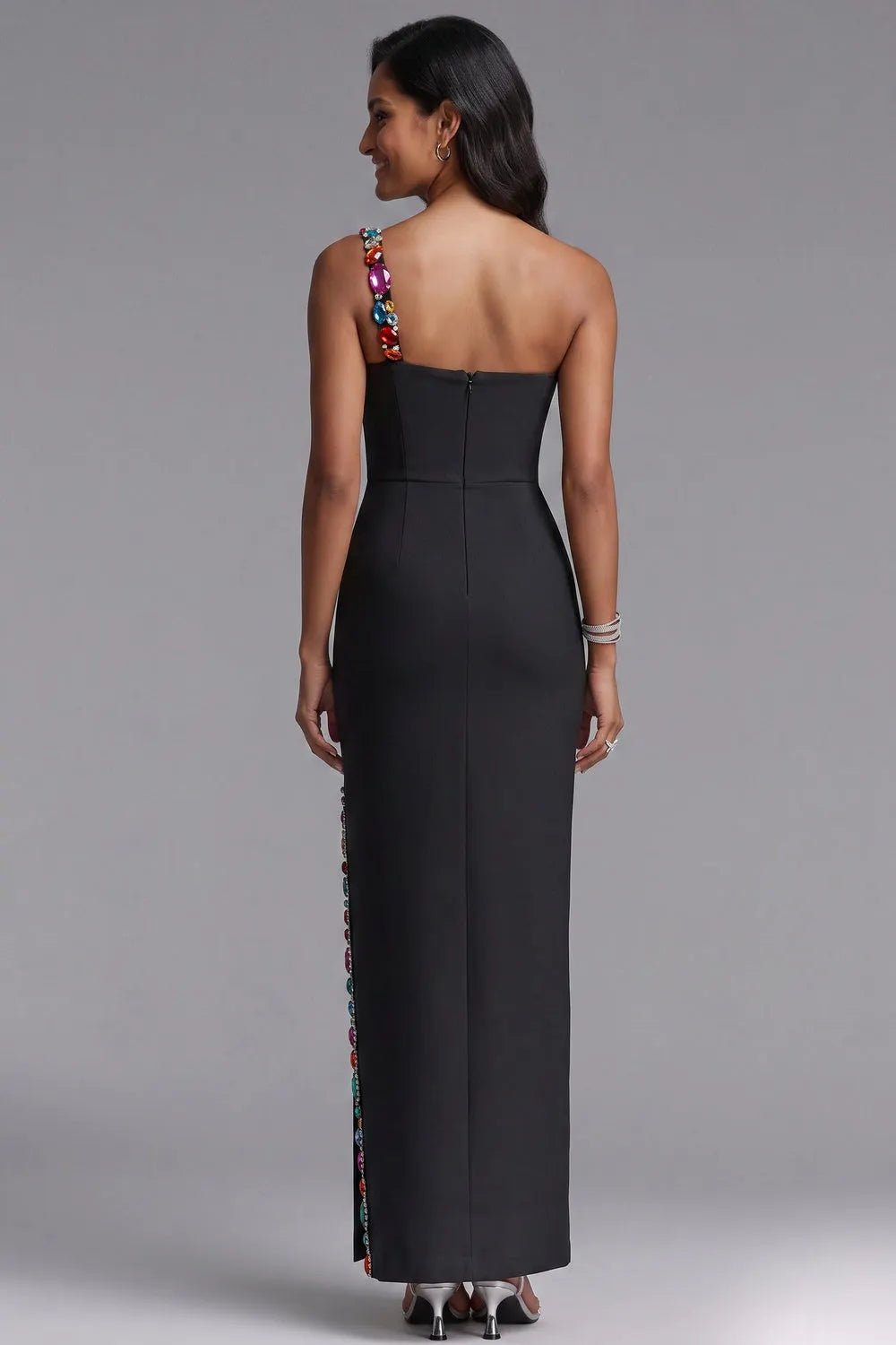 Black Heavy Stretch Bandage Column Gown Flowering Girl