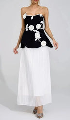 Mignon Black White Floral Strapless Maxi Dress Flowering Girl