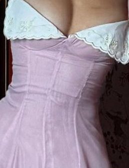 Dusty Lavender Sheer Chiffon Fit-and-Flare Midi Dress Flowering Girl