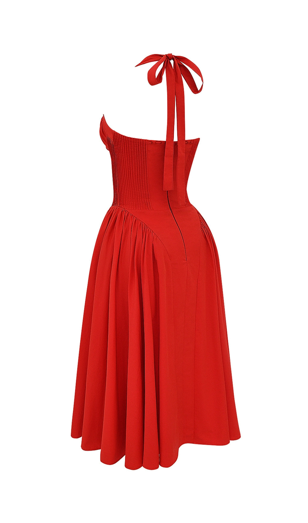 Ashleen Red Halter Midi Dress Flowering Girl