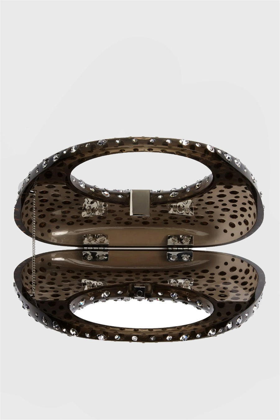 Annabel Clear Crystal Embellished Acrylic Clutch - Black Flowering Girl