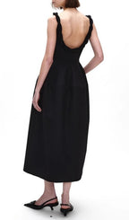 Emmet Black Backless Midi Dress Flowering Girl